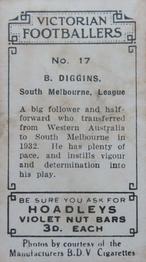 1933 Hoadley's Victorian Footballers #17 Brighton Diggins Back